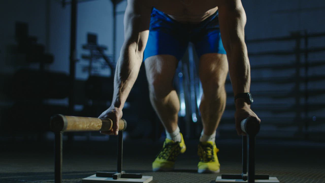 An athlete doing gymnastics exercises.
